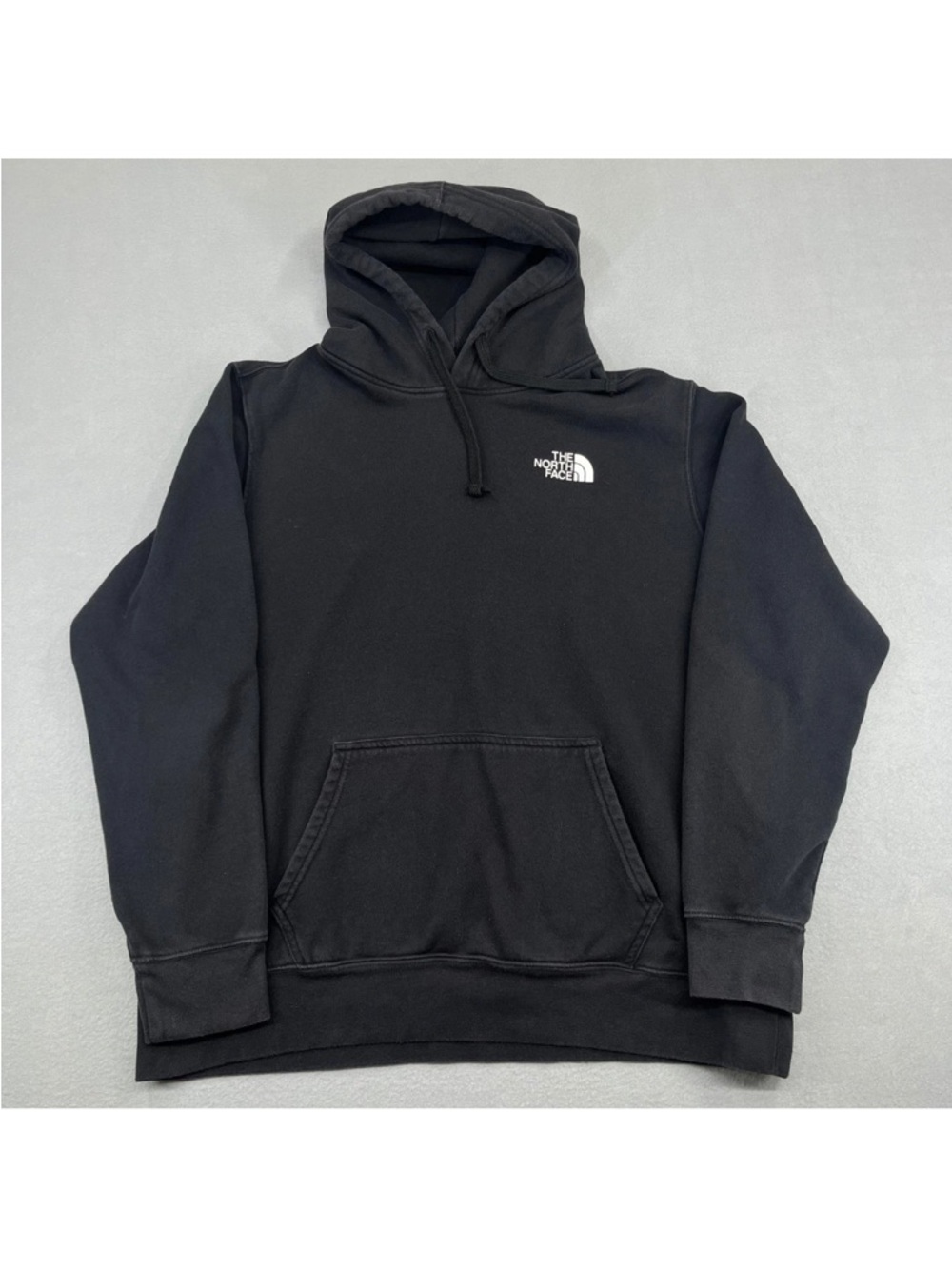 The North Face Men's Black Pullover Hoodie W/Baby blue Square and white logo L